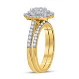 10kt Yellow Gold Round Diamond Heart Bridal Wedding Ring Band Set 5/8 Cttw