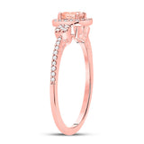 10kt Rose Gold Womens Cushion Morganite Diamond Halo Ring 5/8 Cttw