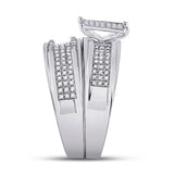 10kt White Gold His Hers Round Diamond Square Matching Wedding Set 5/8 Cttw
