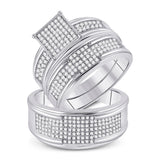 10kt White Gold His Hers Round Diamond Square Matching Wedding Set 5/8 Cttw
