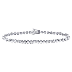 14kt White Gold Womens Round Diamond Classic Tennis Bracelet 4 Cttw