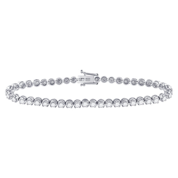 14kt White Gold Womens Round Diamond Classic Tennis Bracelet 4 Cttw