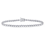 14kt White Gold Womens Round Diamond Classic Tennis Bracelet 4 Cttw