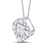 14kt White Gold Womens Princess Diamond Square Pendant 1/4 Cttw