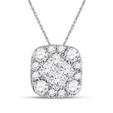 14kt White Gold Womens Princess Diamond Square Pendant 1/4 Cttw
