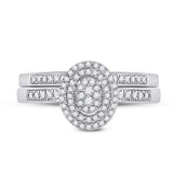 10kt White Gold Round Diamond Bridal Wedding Ring Band Set 1/3 Cttw