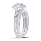 10kt White Gold Round Diamond Bridal Wedding Ring Band Set 1/3 Cttw
