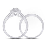 10kt White Gold Round Diamond Bridal Wedding Ring Band Set 1/3 Cttw