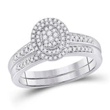 10kt White Gold Round Diamond Bridal Wedding Ring Band Set 1/3 Cttw