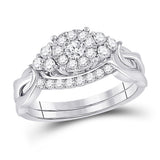 10kt White Gold Round Diamond Bridal Wedding Ring Band Set 1/2 Cttw