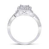 10kt White Gold Womens Round Diamond Square Cluster Ring 1/2 Cttw
