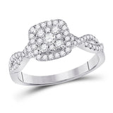 10kt White Gold Womens Round Diamond Square Cluster Ring 1/2 Cttw