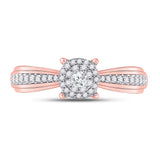 14kt Rose Gold Round Diamond Halo Bridal Wedding Engagement Ring 1/4 Cttw