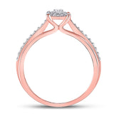 14kt Rose Gold Round Diamond Halo Bridal Wedding Engagement Ring 1/4 Cttw