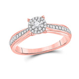 14kt Rose Gold Round Diamond Halo Bridal Wedding Engagement Ring 1/4 Cttw