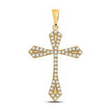 10kt Yellow Gold Womens Round Diamond Gothic Cross Pendant 1/3 Cttw