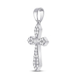 10kt White Gold Womens Round Diamond Gothic Cross Pendant 1/3 Cttw