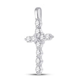 14kt White Gold Womens Round Diamond Bound Cross Pendant 1 Cttw