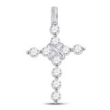 14kt White Gold Womens Round Diamond Bound Cross Pendant 1 Cttw