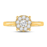 14kt Yellow Gold Round Diamond Halo Bridal Wedding Engagement Ring 1/2 Cttw