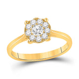 14kt Yellow Gold Round Diamond Halo Bridal Wedding Engagement Ring 1/2 Cttw