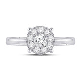14kt White Gold Round Diamond Halo Bridal Wedding Engagement Ring 1/2 Cttw