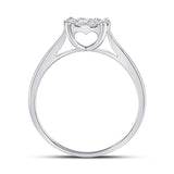 14kt White Gold Round Diamond Halo Bridal Wedding Engagement Ring 1/2 Cttw