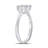 14kt White Gold Round Diamond Halo Bridal Wedding Engagement Ring 1/2 Cttw