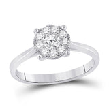 14kt White Gold Round Diamond Halo Bridal Wedding Engagement Ring 1/2 Cttw