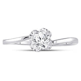 14kt White Gold Womens Round Diamond Solitaire Bridal Wedding Engagement Ring 5/8 Cttw