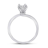 14kt White Gold Womens Round Diamond Solitaire Bridal Wedding Engagement Ring 5/8 Cttw