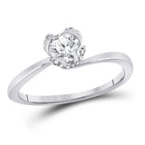 14kt White Gold Womens Round Diamond Solitaire Bridal Wedding Engagement Ring 5/8 Cttw