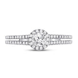 14kt White Gold Round Diamond Bridal Wedding Ring Band Set 3/4 Cttw