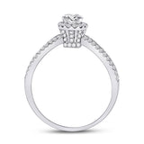 14kt White Gold Round Diamond Bridal Wedding Ring Band Set 3/4 Cttw