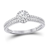 14kt White Gold Round Diamond Bridal Wedding Ring Band Set 3/4 Cttw