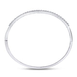 14kt White Gold Womens Round Diamond Bangle Bracelet 1-7/8 Cttw