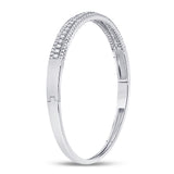14kt White Gold Womens Round Diamond Bangle Bracelet 1-7/8 Cttw