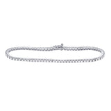 14kt White Gold Womens Round Diamond Classic Tennis Bracelet 2 Cttw