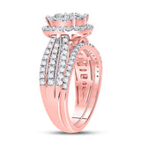 10kt Rose Gold Round Diamond Bridal Wedding Ring Band Set 1-1/4 Cttw