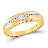 10kt Yellow Gold Mens Round Diamond Solitaire Wedding Ring 1/2 Cttw