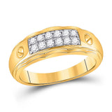 10kt Yellow Gold Mens Round Diamond Wedding Band Ring 3/8 Cttw