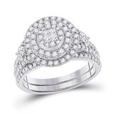 14kt White Gold Princess Diamond Bridal Wedding Ring Band Set 1 Cttw