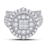 14kt White Gold Princess Diamond Bridal Wedding Ring Band Set 2 Cttw