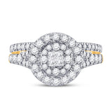 14kt Yellow Gold Princess Diamond Bridal Wedding Ring Band Set 1 Cttw