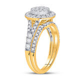 14kt Yellow Gold Princess Diamond Bridal Wedding Ring Band Set 1 Cttw