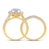 14kt Yellow Gold Princess Diamond Bridal Wedding Ring Band Set 1 Cttw