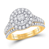 14kt Yellow Gold Princess Diamond Bridal Wedding Ring Band Set 1 Cttw