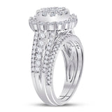 14kt White Gold Princess Diamond Bridal Wedding Ring Band Set 1-1/2 Cttw