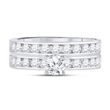 14kt White Gold Round Diamond Bridal Wedding Ring Band Set 1-1/3 Cttw