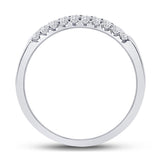 14kt White Gold Womens Round Diamond Double Row Band Ring 1/4 Cttw